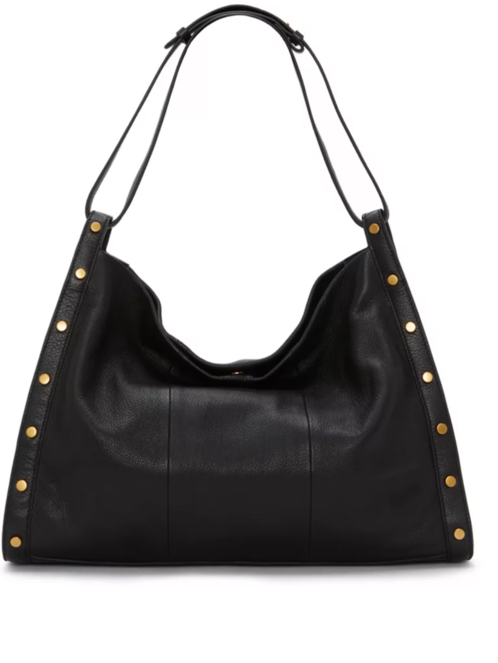 Lisha Black Leather Bucket Satchel Bag Vince Camuto with Gold Grommets